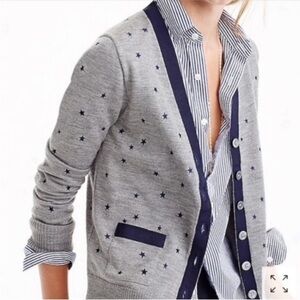 J.Crew Gray Cardigan with Navy Stars XS